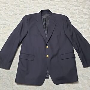 Lauren Ralph Lauren Blazer Mens 48R Blue Gold Two Button 100% Wool Notch Collar
